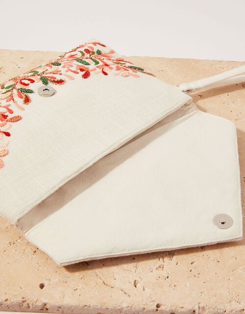 Embroidered Bead Envelope Clutch Bag, , large
