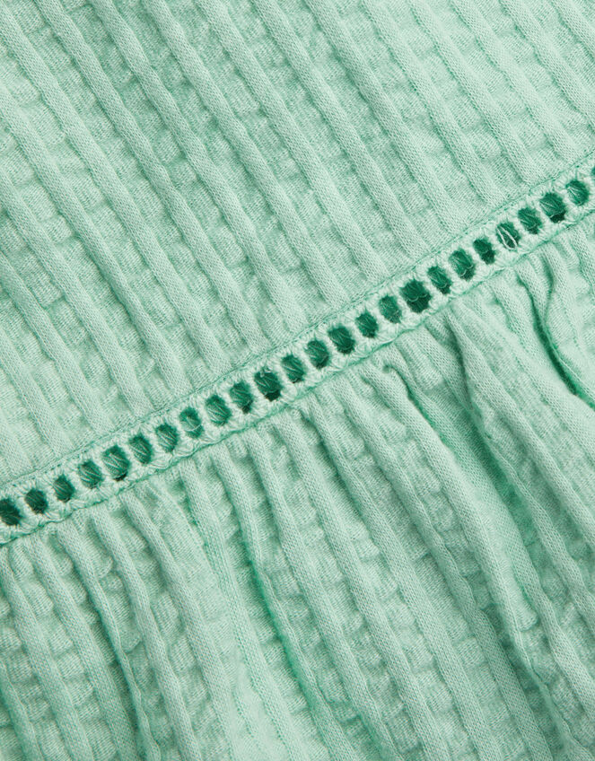 Short Sleeve Stripe Broderie Top, Blue (AQUA), large