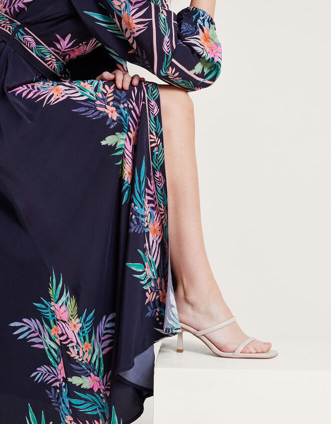 Mirella Palm Shirt Dress, Black (BLACK), large