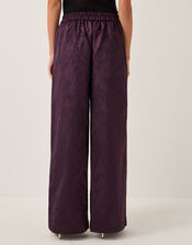 Rory Floral Satin Wide Leg Trousers, Purple (PURPLE), large