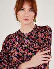 Ditsy Floral Pintuck Blouse in LENZING™ ECOVERO™, Orange (ORANGE), large