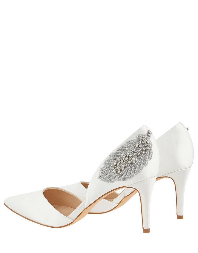 Flori Feather Embellished Point Bridal Heels, Ivory (IVORY), large