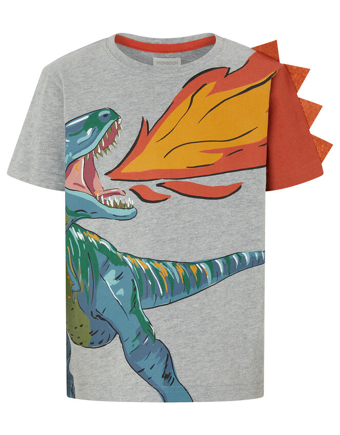 Felix Fire Printed Dinosaur T-shirt, Grey (GREY), large