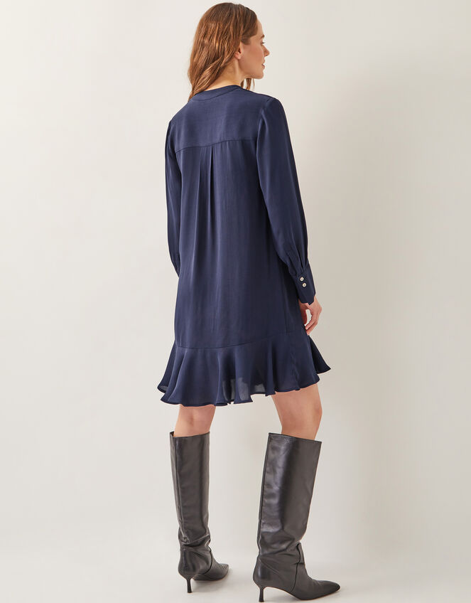 Lara Long Sleeve Frill Dress Blue