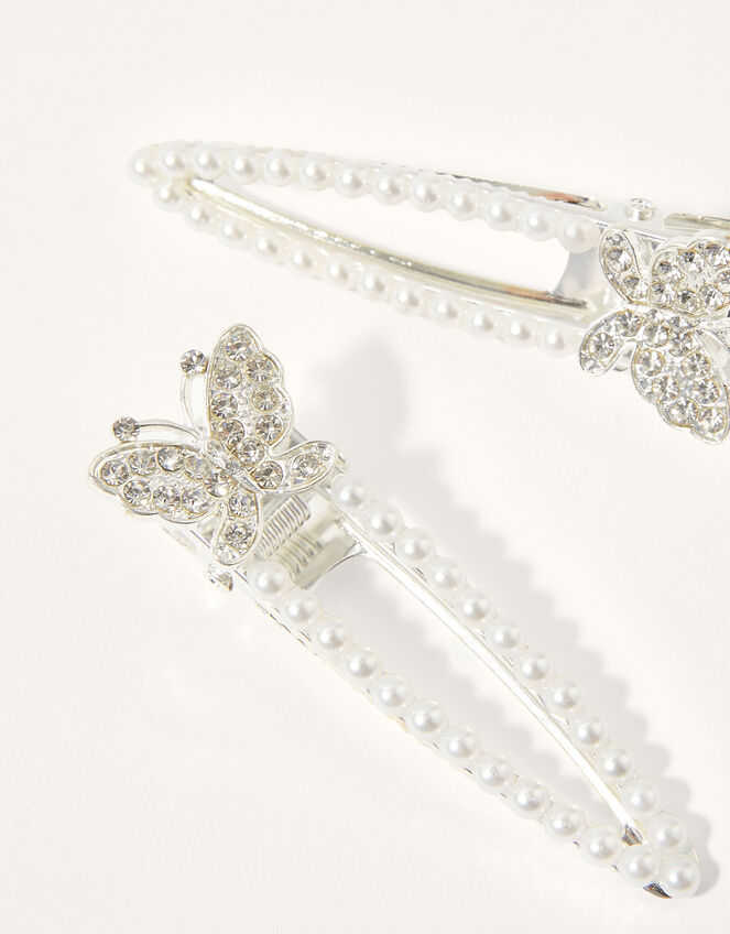 Pearly Papillon Hair Clip Twinset, , large