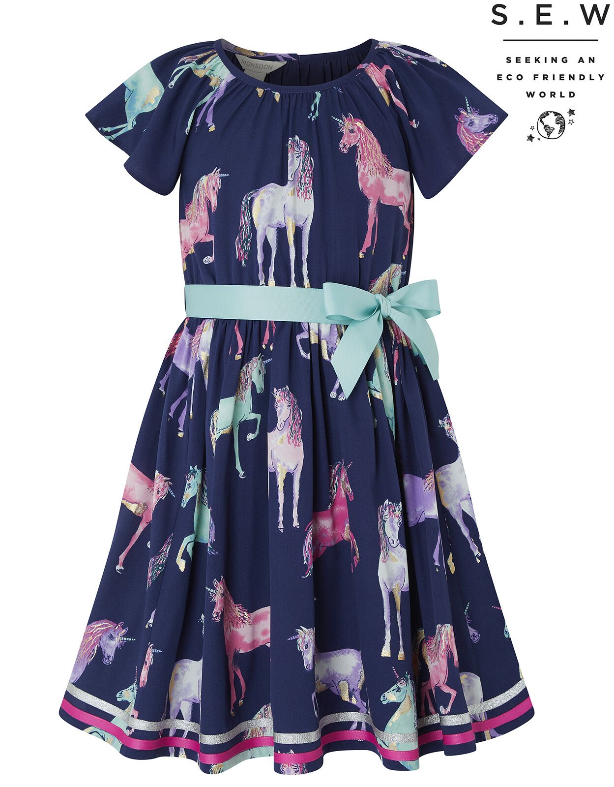 Effe Unicorn Dress in Recycled Polyester Blue