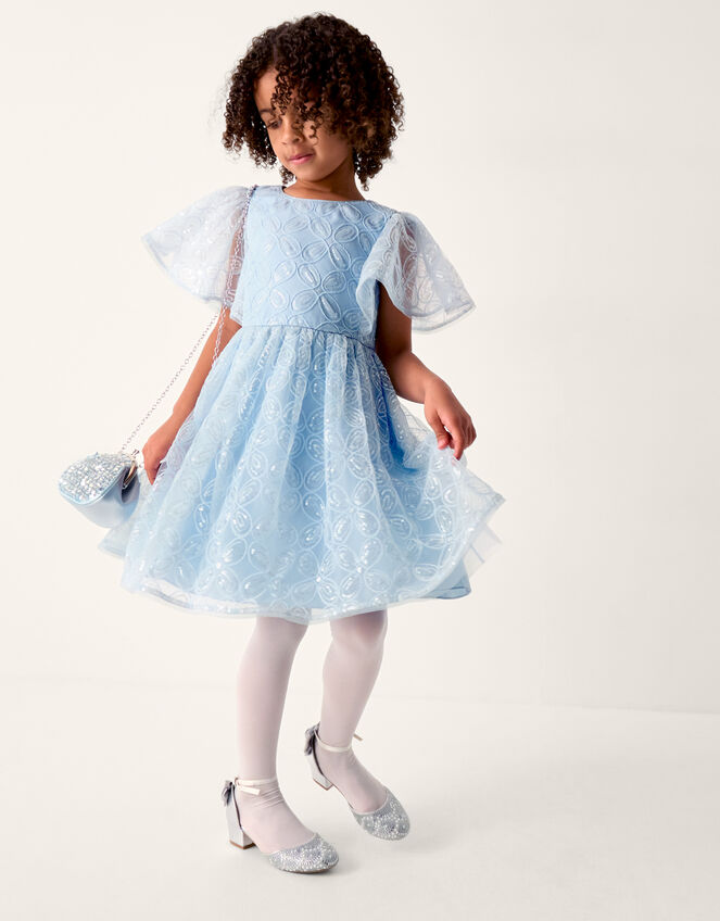 Ahanna Flutter Sleeve Sequin Party Dress, Blue (PALE BLUE), large