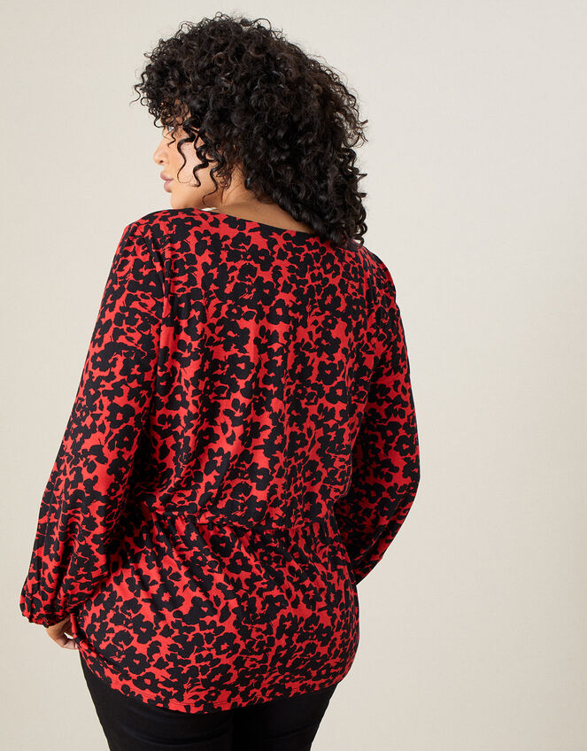 Floral Square Neck Jersey Top, Black (BLACK), large