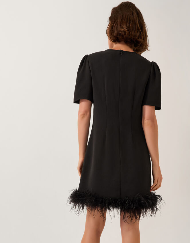 Arlette Feather Mini Dress, Black (BLACK), large