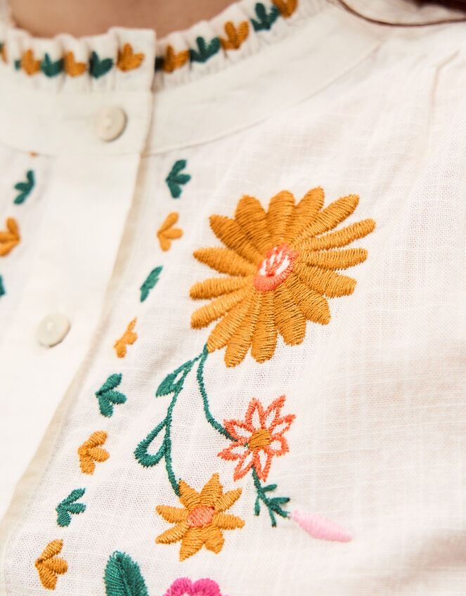 Emmy Embroidered Long Sleeve Top, White (WHITE), large