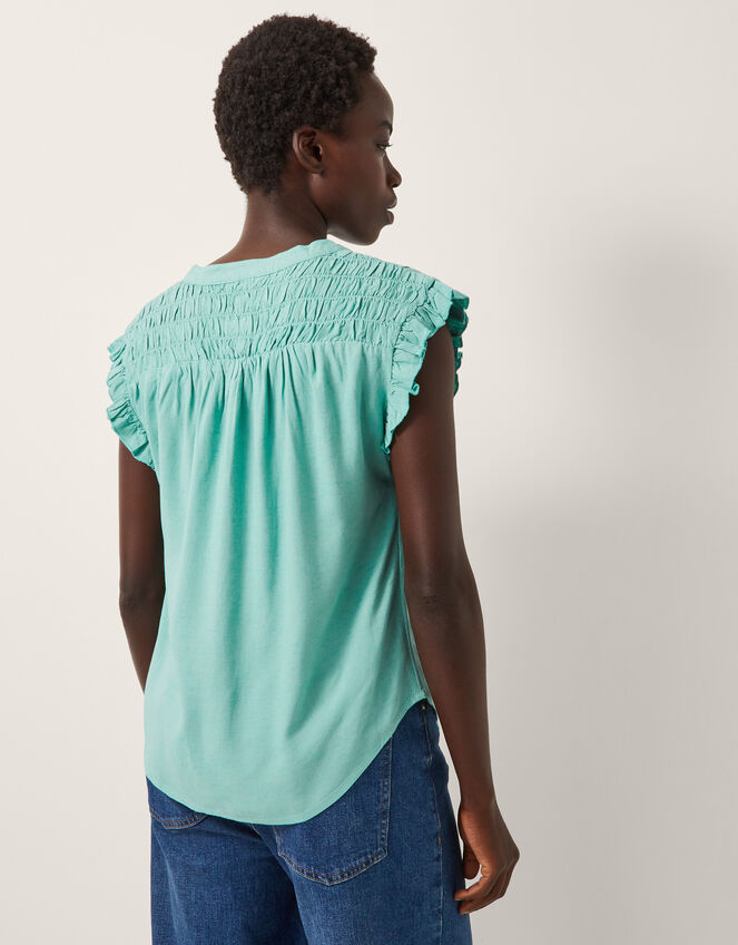 Evelyn Sleeveless Smocked Top, SEA GREEN, large