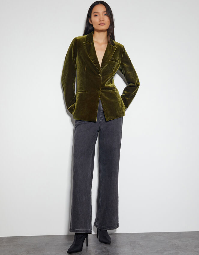 Vicky Velvet Jacket , Green (OLIVE), large