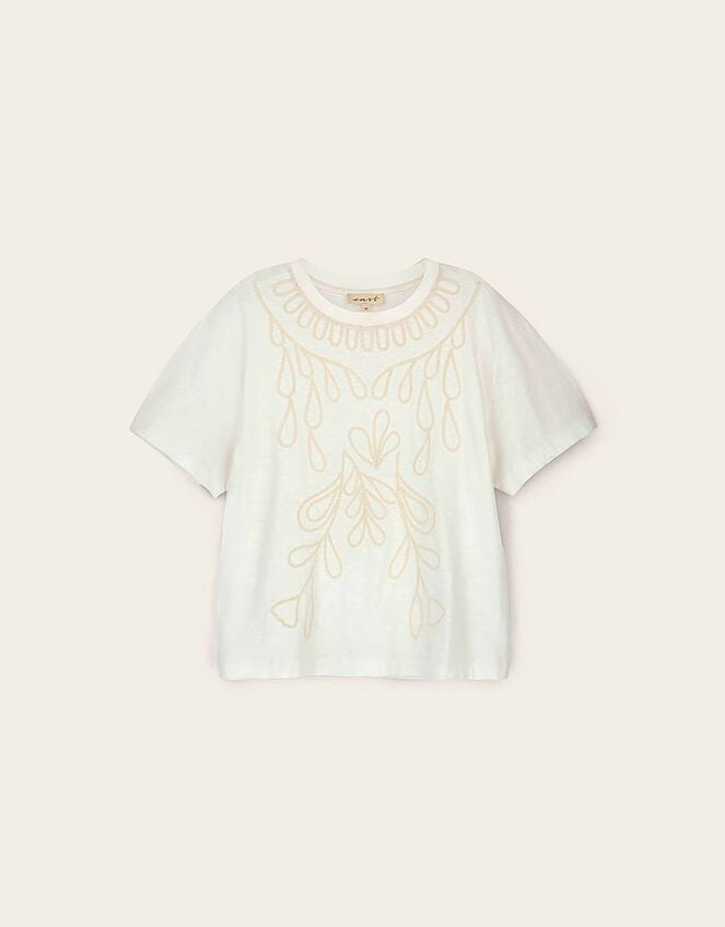 East Florence Floral Embroidered T-shirt, Ivory (IVORY), large