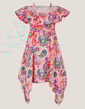 Paisley Print Hanky Hem Dress, Pink (PINK), large
