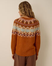 Frey Fair Isle Jumper, Orange (RUST), large