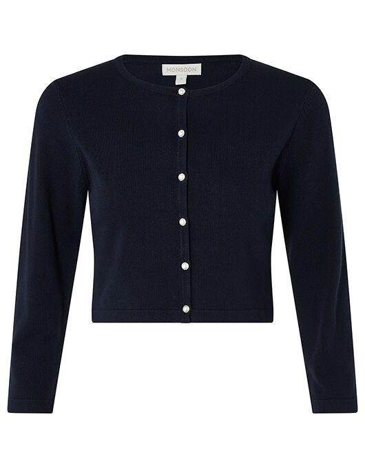 cropped cardigan with pearl buttons