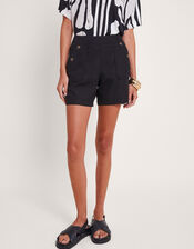 Harper Relaxed Linen Blend Shorts, Black (BLACK), large