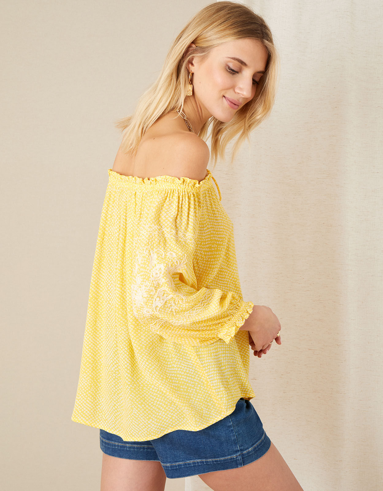Yellow off shoulder blouse online