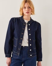 Louisa Frill Denim Jacket, Blue (INDIGO), large