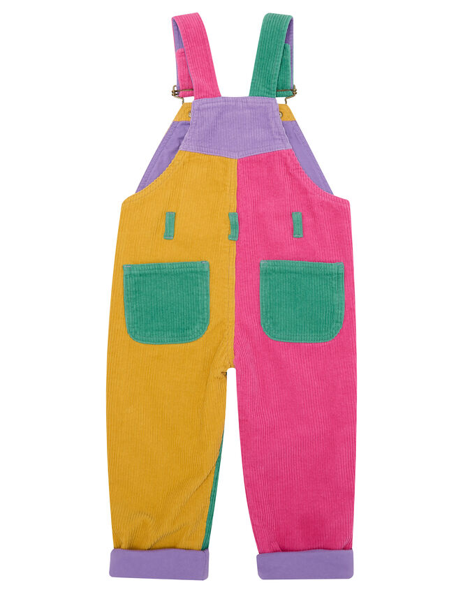 Dotty Dungarees Corduroy Patchwork Dungarees, BRIGHTS MULTI, large