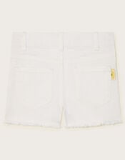 Rainbow Denim Shorts, White (WHITE), large
