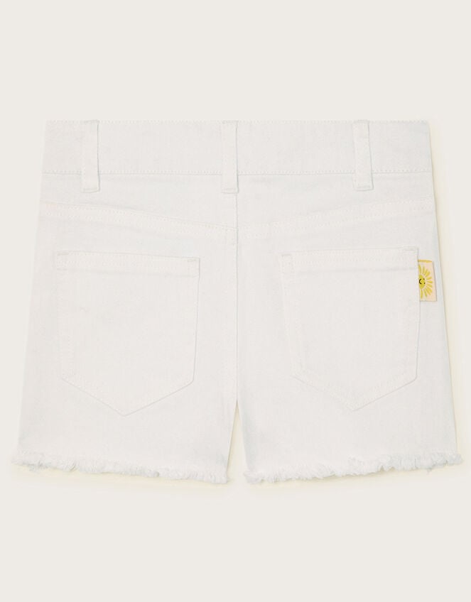 Rainbow Denim Shorts, White (WHITE), large