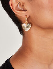 Ribbed Heart Earrings, , large
