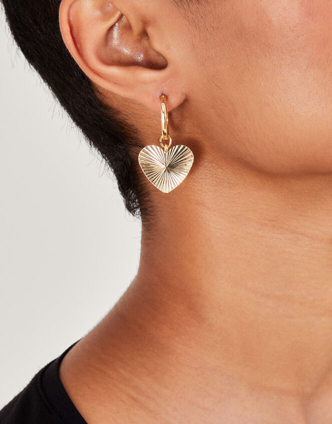Ribbed Heart Earrings, , large