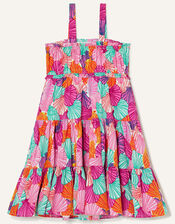 Seashell Tiered Strappy Dress, Pink (PINK), large