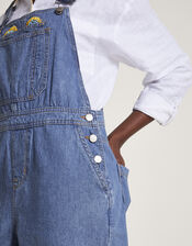 Tia Upcycled Denim Dungarees, Blue (DENIM BLUE), large