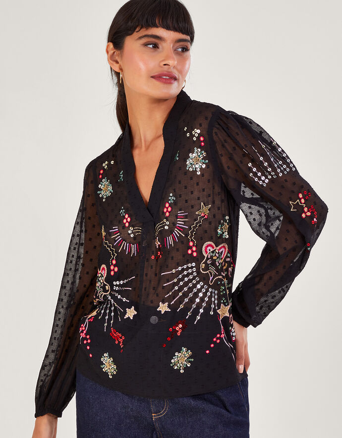 LYRA BOX BLOUSE (BLACK)