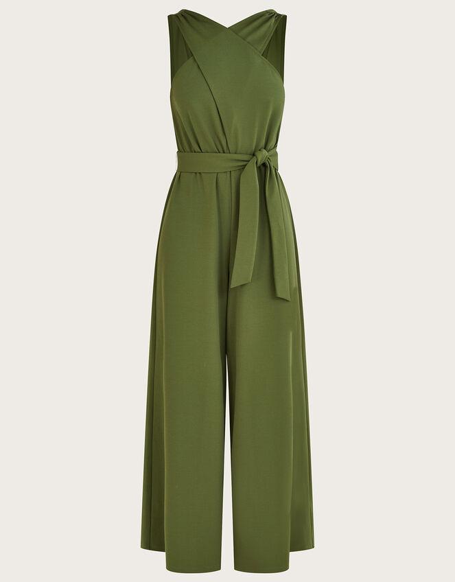 Jersey Smart Cross-over Jumpsuit Green | Jumpsuits | Monsoon UK.