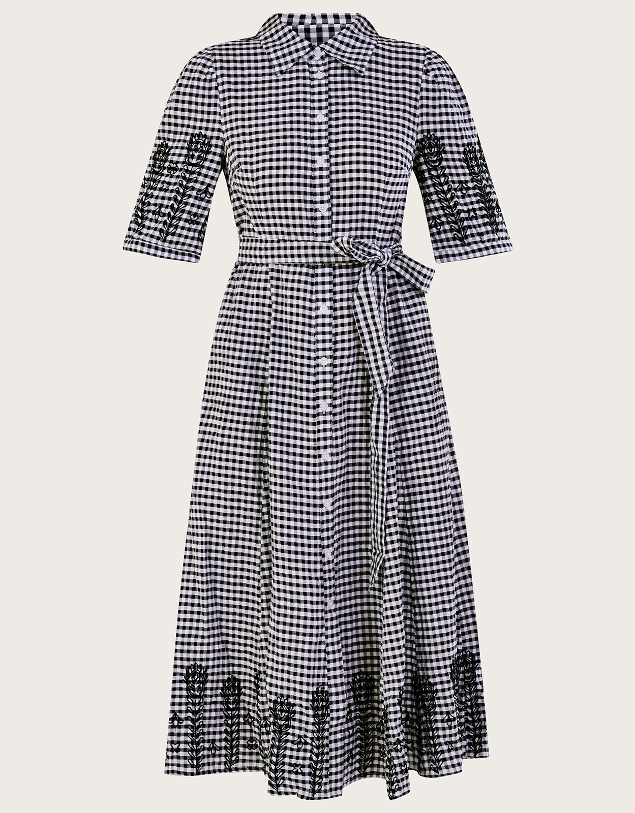 Black and white gingham shirt dress sales