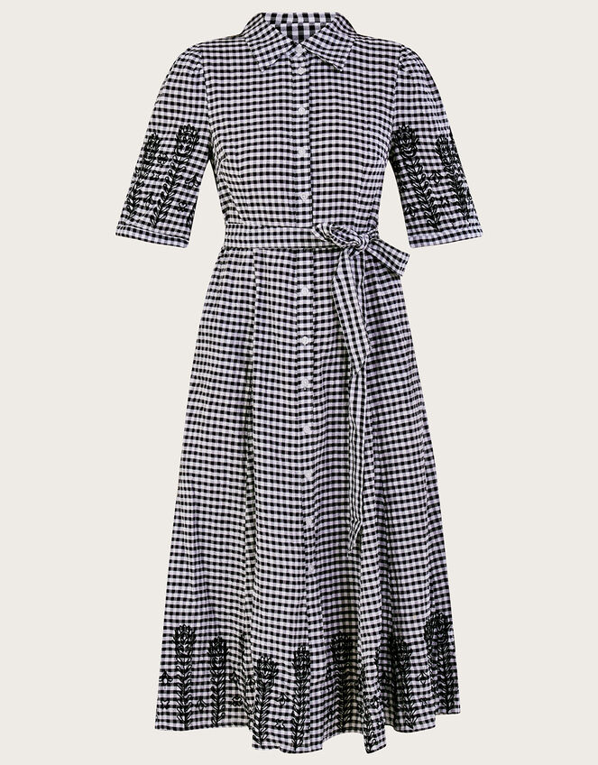 Gingham Shirt Dress, Black (BLACK), large