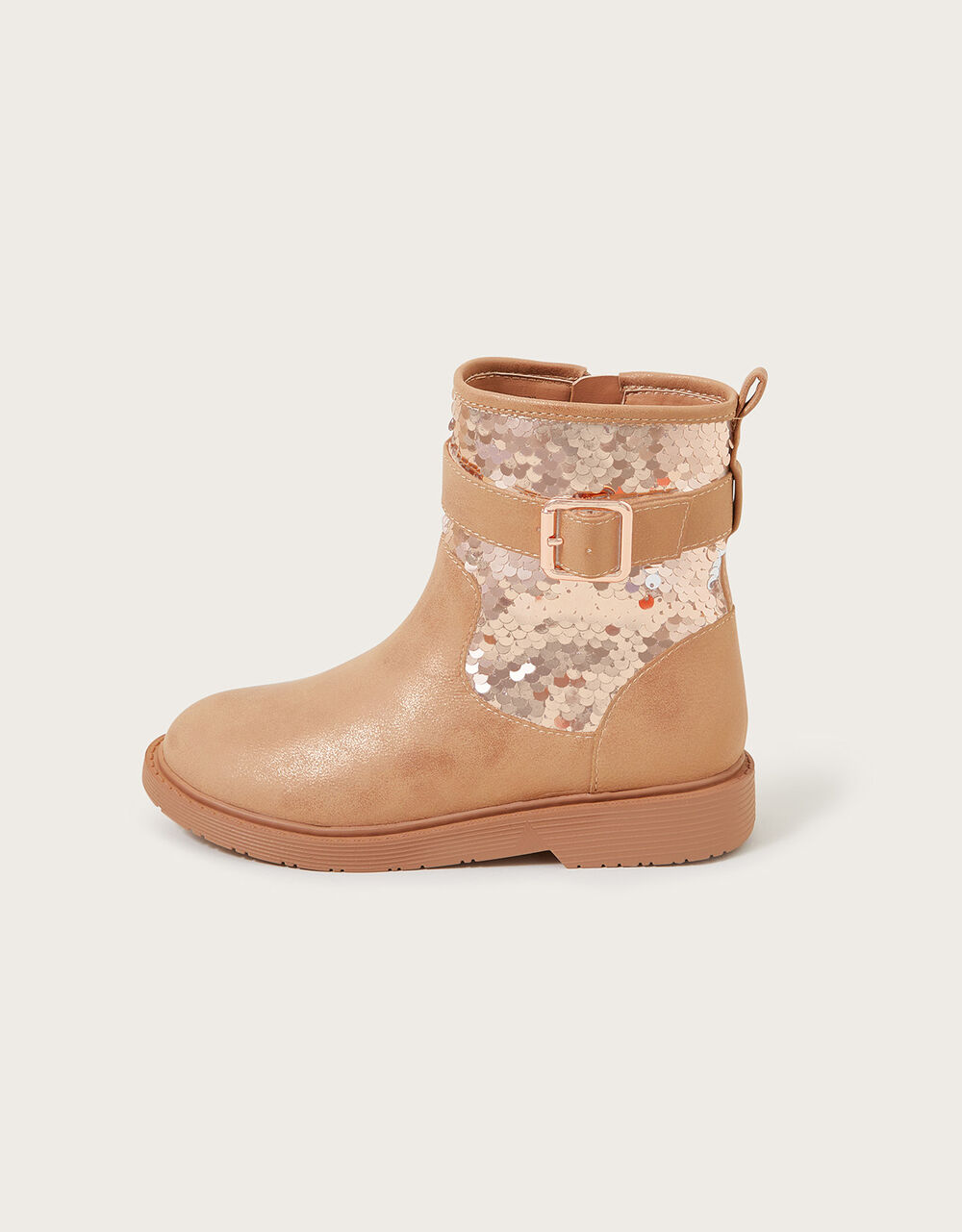 Goldie Reversible Sequin Boots Gold Girls' Boots Monsoon UK.