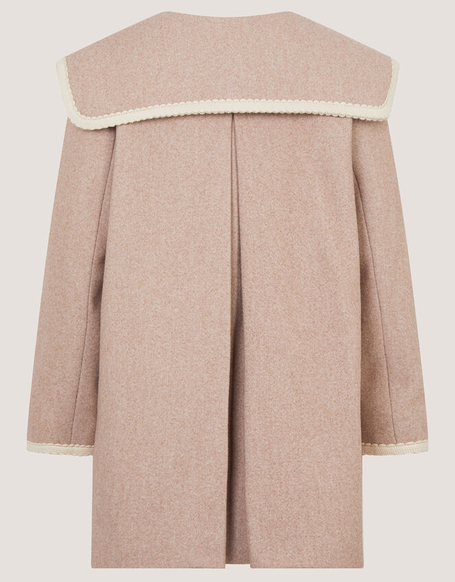 Embroidered Collar Coat, Camel (OATMEAL), large