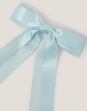 Ribbon Long Bow Hair Clip, Blue (PALE BLUE), large