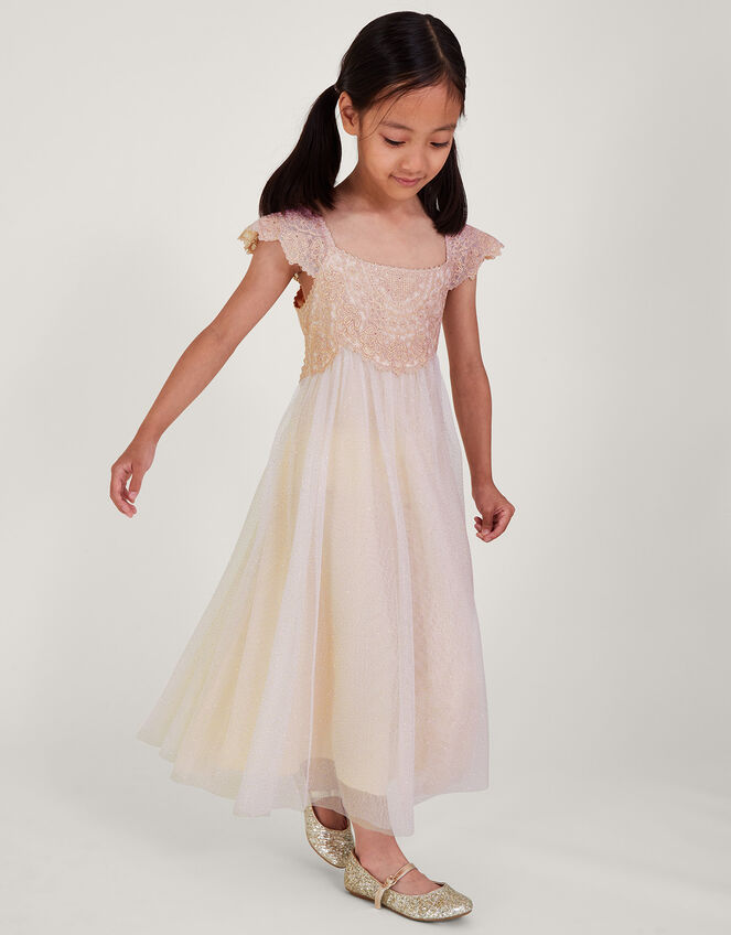 Girls 3 Piece Pink Maysuri Embroidered Dress