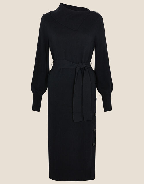 Plain Popper Side Dress, Black (BLACK), large