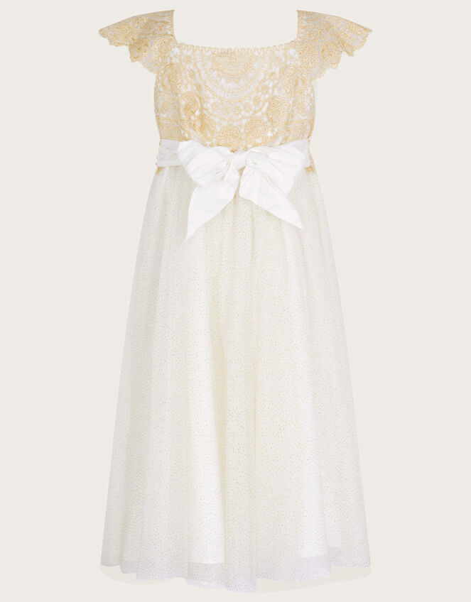 Estella Embroidered Dress Gold Girls' Dresses Monsoon UK.