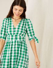 Amina Gingham Print Dress, Green (GREEN), large