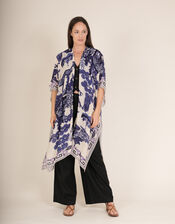 One Hundred Stars Giant Willow Print Kimono, Blue (BLUE), large