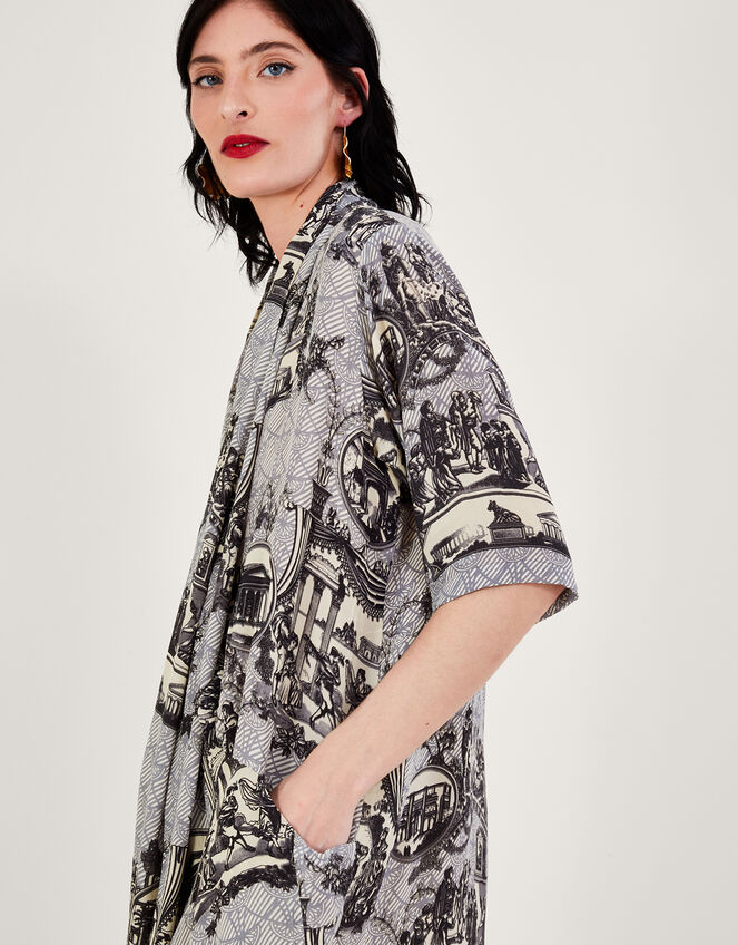 One Hundred Stars Ancient Columns Print Rachel Dress, Grey (CHARCOAL), large