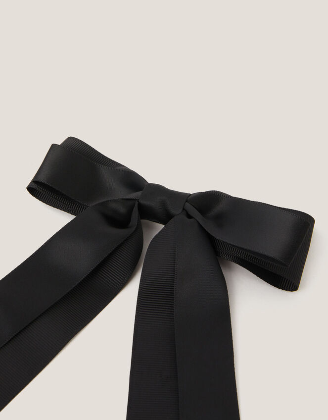 School Ribbon Bow Hair Slide, Black (BLACK), large