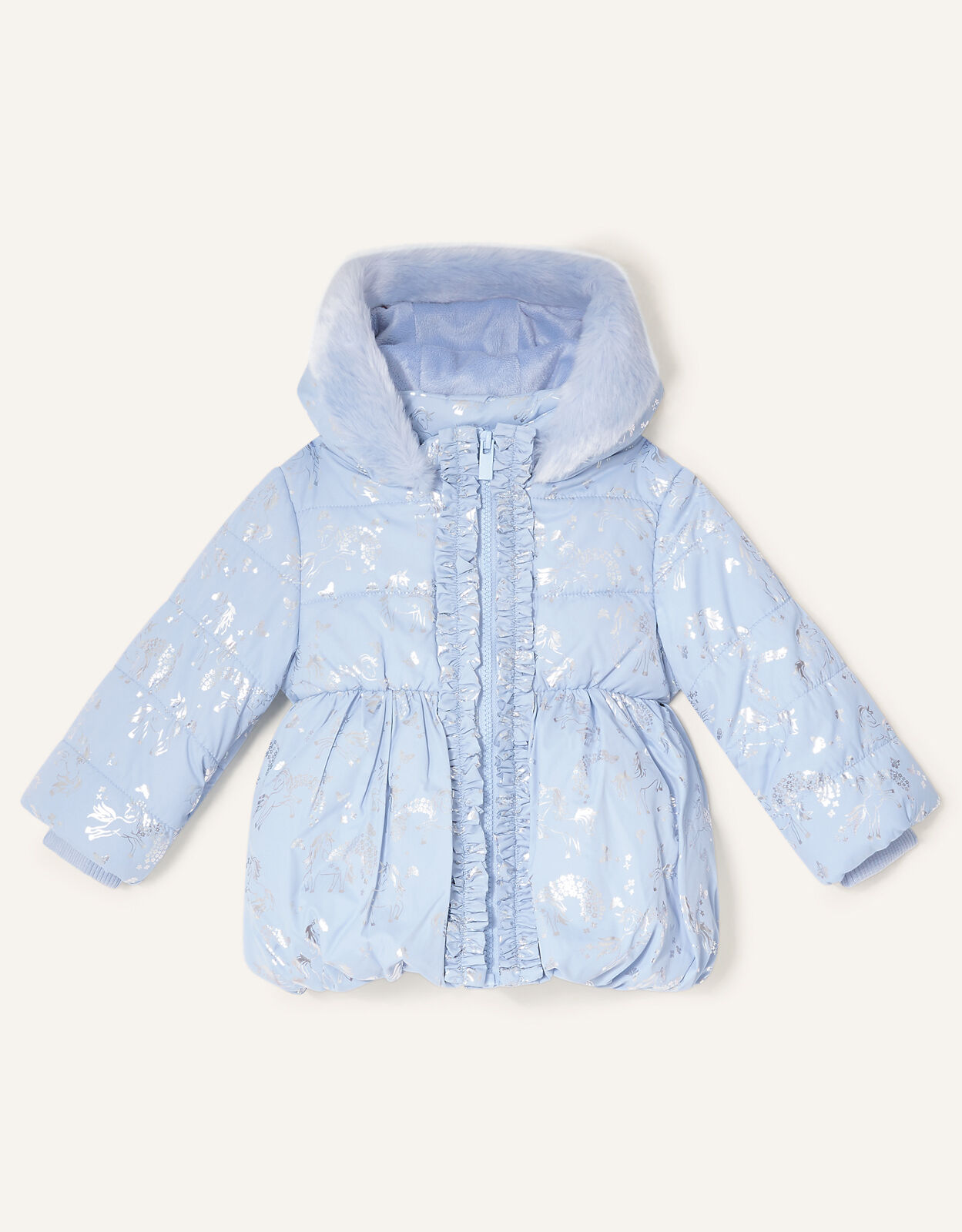 Baby Foil Unicorn Padded Coat Blue