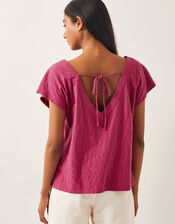Elena Embroidered V-Neck Jersey T-Shirt, Pink (PINK), large