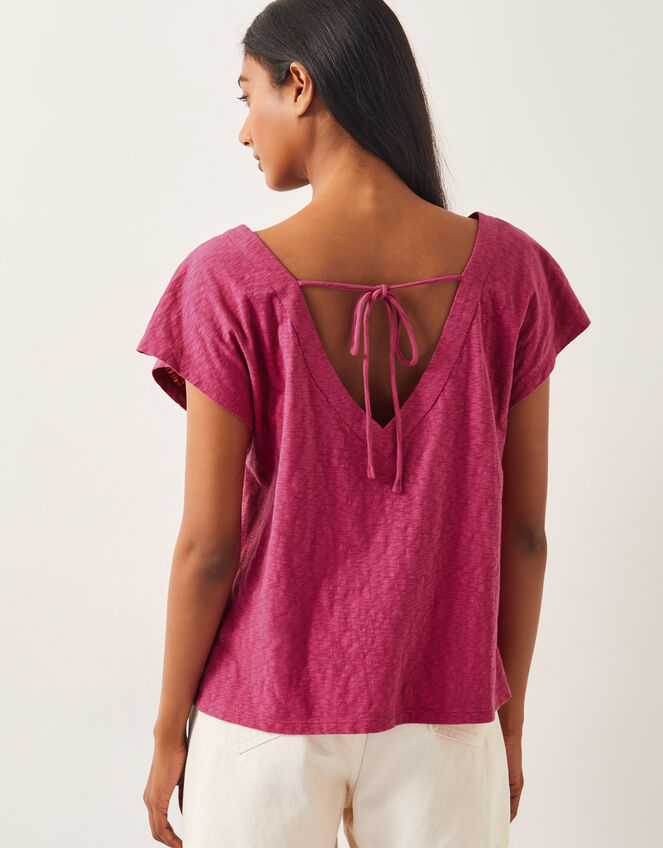 Elena Embroidered V-Neck Jersey T-Shirt, Pink (PINK), large