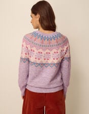 Frey Fair Isle Jumper, Purple (LILAC), large