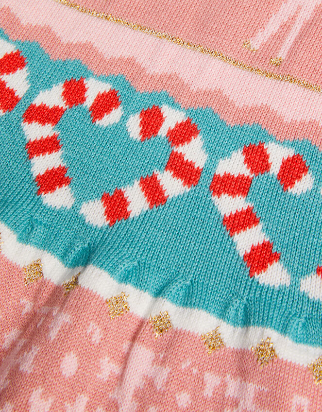 Baby Intarsia Reindeer Knit Dress, Pink (PINK), large