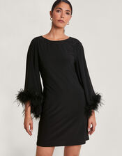 Fi Feather Tunic Dress, Black (BLACK), large
